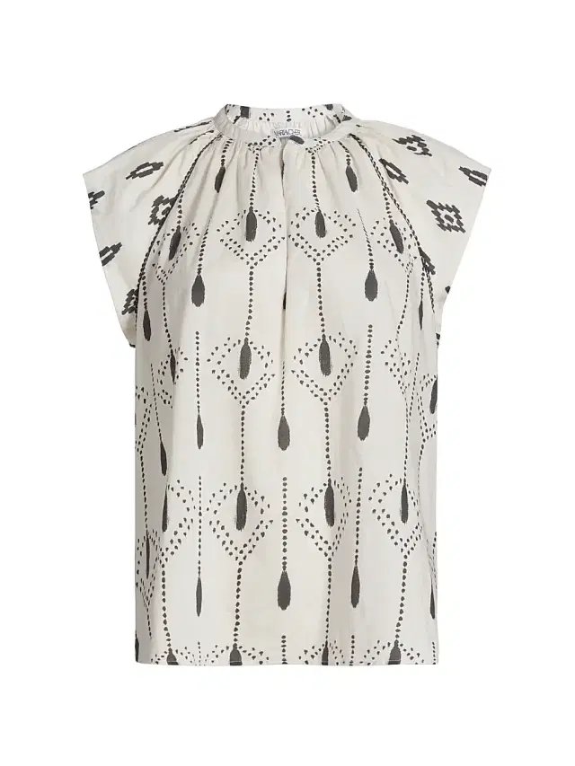 Maria Cher Women's Torcuato Keyla Cotton Printed Top - Ecru