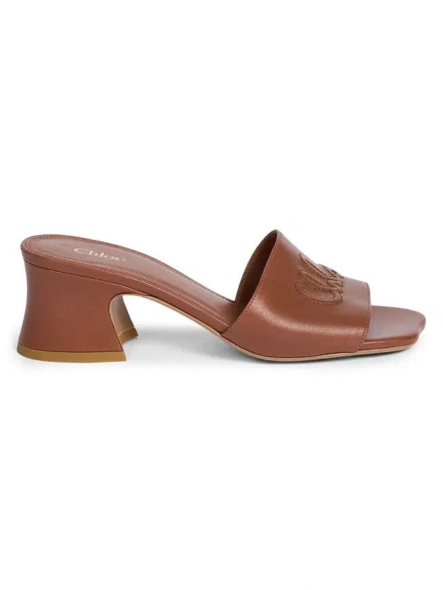 Chloé Women's Soleil Leather 55MM Heeled Mules - Ginger Brown
