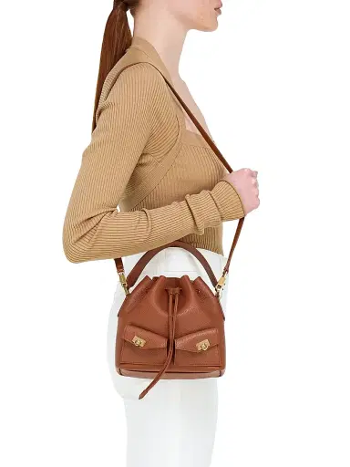 Ferragamo Women's Leather Bucket Bag - New Cognac | Thumbnail 3 Ferragamo Women's Leather Bucket Bag - New Cognac | Thumbnail 3