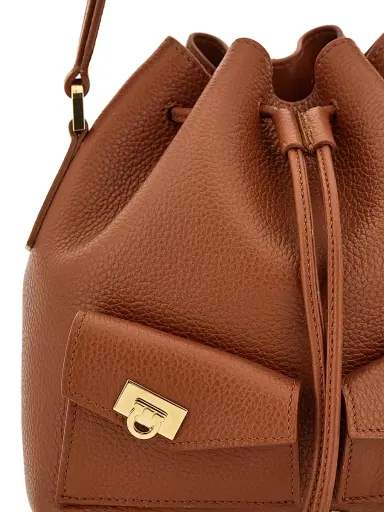 Ferragamo Women's Leather Bucket Bag - New Cognac | Thumbnail 8 Ferragamo Women's Leather Bucket Bag - New Cognac | Thumbnail 8