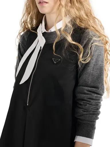 Prada Women's Re-Nylon Mini-Dress - Black - Size 0 | Thumbnail 4