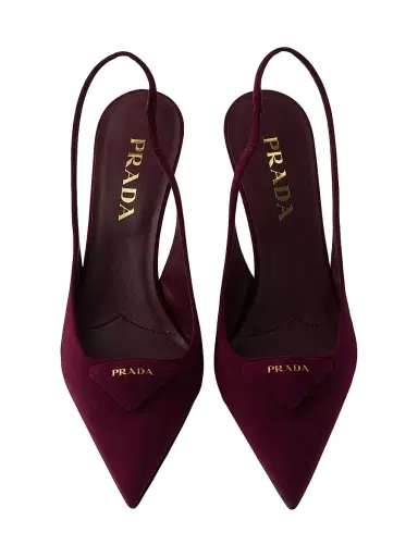 Prada Women's Suede 75MM Slingback Pumps - Dark Red - Size 5.5 | Thumbnail 2 Prada Women's Suede 75MM Slingback Pumps - Dark Red - Size 5.5 | Thumbnail 2
