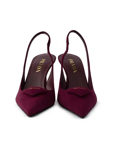 Prada Women's Suede 75MM Slingback Pumps - Dark Red - Size 5.5 | Thumbnail 4 Prada Women's Suede 75MM Slingback Pumps - Dark Red - Size 5.5 | Thumbnail 4