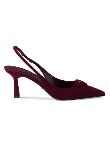 Prada Women's Suede 75MM Slingback Pumps - Dark Red - Size 5.5 | Thumbnail 1 Prada Women's Suede 75MM Slingback Pumps - Dark Red - Size 5.5 | Thumbnail 1