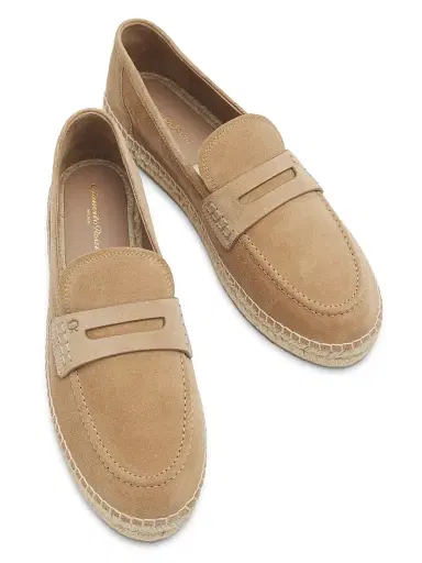 Gianvito Rossi Men's Lido Suede Espadrille Penny Loafers - Camel - Size 12 | Thumbnail 4