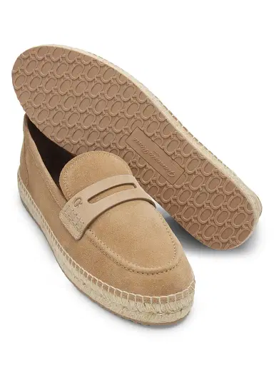 Gianvito Rossi Men's Lido Suede Espadrille Penny Loafers - Camel - Size 12 | Thumbnail 6