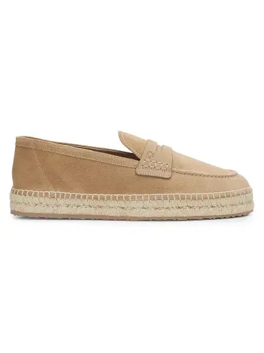 Gianvito Rossi Men's Lido Suede Espadrille Penny Loafers - Camel - Size 12 | Thumbnail 1