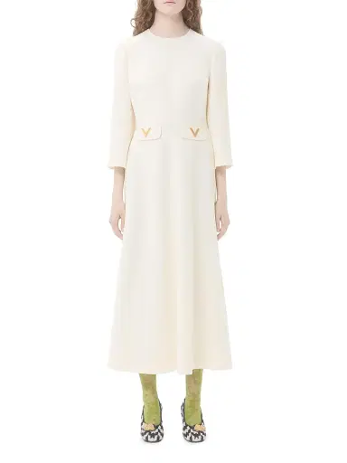 Valentino Garavani Women's Crepe Couture Midi Dress - Ivory - Size 2 | Thumbnail 2
