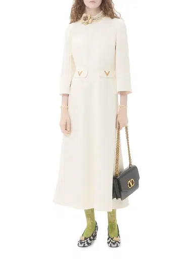 Valentino Garavani Women's Crepe Couture Midi Dress - Ivory - Size 2 | Thumbnail 7