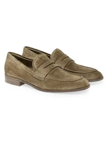 Gianvito Rossi Men's George Suede Penny Loafers - Camel - Size 13 | Thumbnail 2