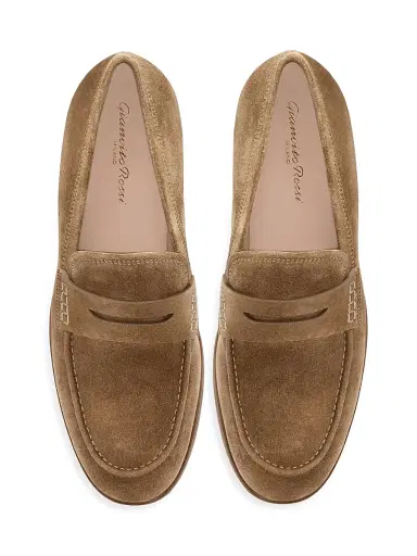 Gianvito Rossi Men's George Suede Penny Loafers - Camel - Size 13 | Thumbnail 4