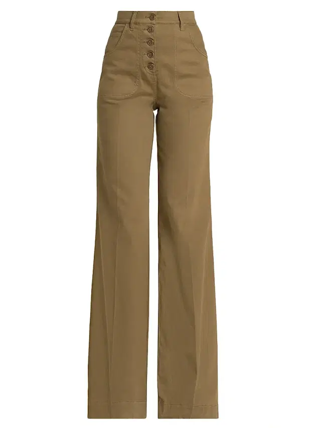 Women's Wide-Leg Jeans - Verde Salvia Scuro
