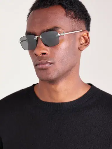 DIOR Eyewear CD Diamond S11U Rectangular-Frame Rimless Silver-Tone Sunglasses - Men | Thumbnail 2