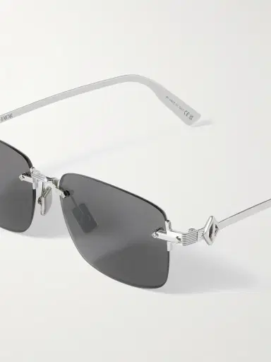 DIOR Eyewear CD Diamond S11U Rectangular-Frame Rimless Silver-Tone Sunglasses - Men | Thumbnail 3
