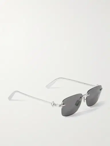 DIOR Eyewear CD Diamond S11U Rectangular-Frame Rimless Silver-Tone Sunglasses - Men | Thumbnail 4