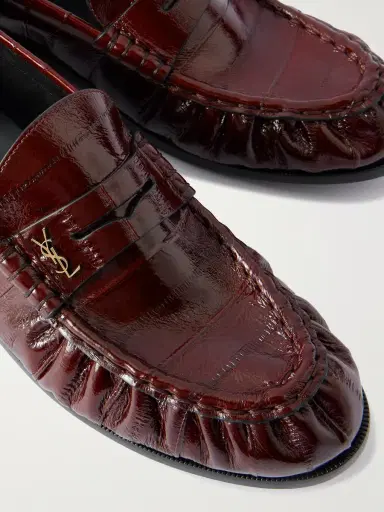Saint Laurent Le Loafer Monogram Logo-Appliquéd Eel Penny Loafers - Men | Thumbnail 5