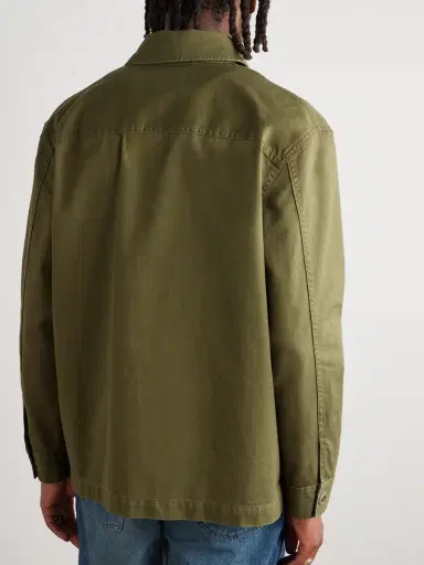 Saint Laurent Logo-Embroidered Cotton and Linen-Blend Gabardine Overshirt - Men | Thumbnail 4 Saint Laurent Logo-Embroidered Cotton and Linen-Blend Gabardine Overshirt - Men | Thumbnail 4