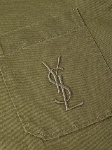 Saint Laurent Logo-Embroidered Cotton and Linen-Blend Gabardine Overshirt - Men | Thumbnail 6 Saint Laurent Logo-Embroidered Cotton and Linen-Blend Gabardine Overshirt - Men | Thumbnail 6