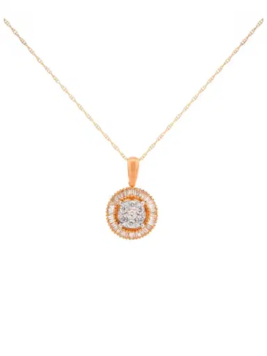 Wish Fine Jewelry 0.33ct Diamond 14K Gold Cluster Pendant Chain Necklace | Thumbnail 1