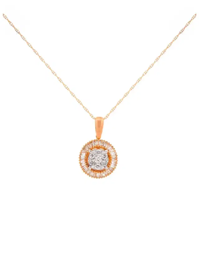 Wish Fine Jewelry 0.33ct Diamond 14K Gold Cluster Pendant Chain Necklace