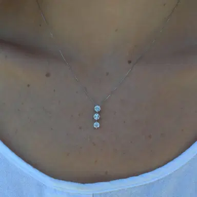 Wish Fine Jewelry 1.00ct Diamond Platinum Three Stone Pendant Chain Necklace | Thumbnail 2 Wish Fine Jewelry 1.00ct Diamond Platinum Three Stone Pendant Chain Necklace | Thumbnail 2