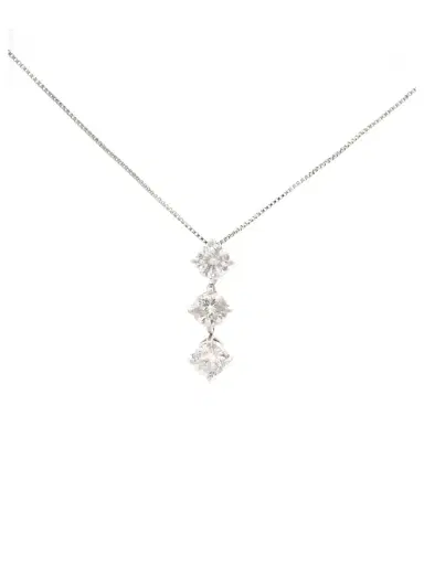 Wish Fine Jewelry 1.00ct Diamond Platinum Three Stone Pendant Chain Necklace | Thumbnail 1 Wish Fine Jewelry 1.00ct Diamond Platinum Three Stone Pendant Chain Necklace | Thumbnail 1