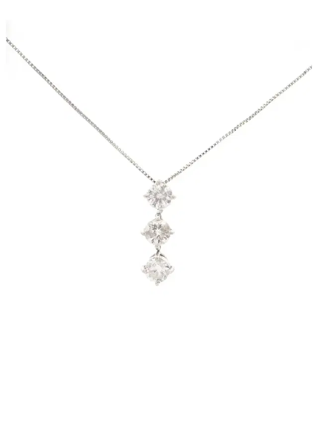 Wish Fine Jewelry 1.00ct Diamond Platinum Three Stone Pendant Chain Necklace