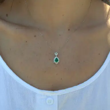 Wish Fine Jewelry 1.66ct Diamond Emerald Platinum Pendant Chain Necklace | Thumbnail 2
