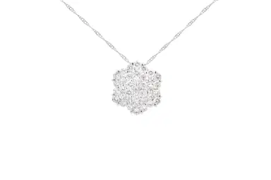 Wish Fine Jewelry 2.00ct Diamond 18K Gold Pave Flower Pendant Chain Necklace | Thumbnail 1