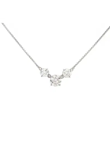 Wish Fine Jewelry 2.00ct Diamond Platinum Three Stone Chain Necklace | Thumbnail 1