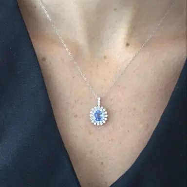 Wish Fine Jewelry 2.39ct Diamond Sapphire Platinum Pendant Chain Necklace | Thumbnail 2 Wish Fine Jewelry 2.39ct Diamond Sapphire Platinum Pendant Chain Necklace | Thumbnail 2