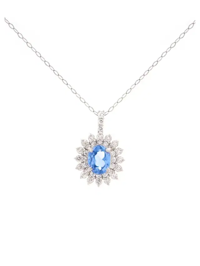 Wish Fine Jewelry 2.39ct Diamond Sapphire Platinum Pendant Chain Necklace
