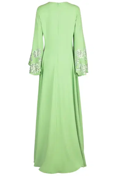 Oscar de la Renta Long Sleeve Crystal Embroidered Caftan | Thumbnail 5