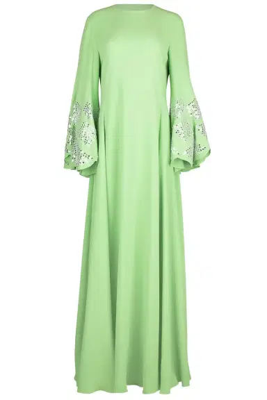 Oscar de la Renta Long Sleeve Crystal Embroidered Caftan | Thumbnail 1