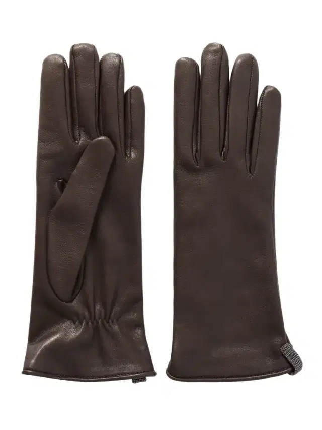 Bead-embellished Leather Gloves
