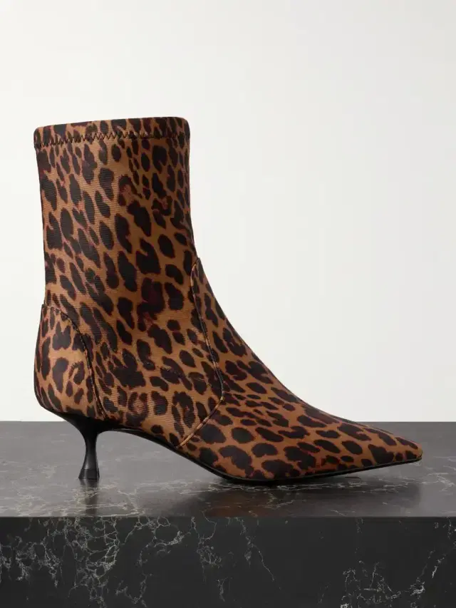 Naomi Leopard-print Scuba Ankle Boots