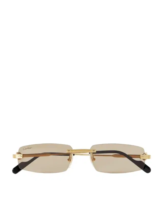 Première De Cartier Rimless Rectangular-frame Gold-tone Sunglasses
