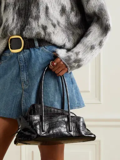 The Attico La Passeggiata Small Asymmetric Croc-effect Leather Tote | Thumbnail 2 The Attico La Passeggiata Small Asymmetric Croc-effect Leather Tote | Thumbnail 2