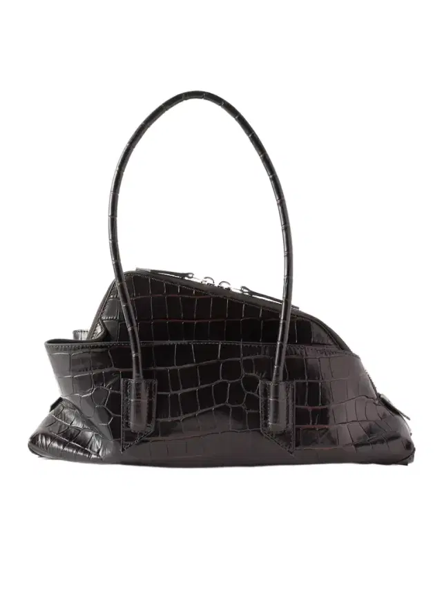 The Attico La Passeggiata Small Asymmetric Croc-effect Leather Tote