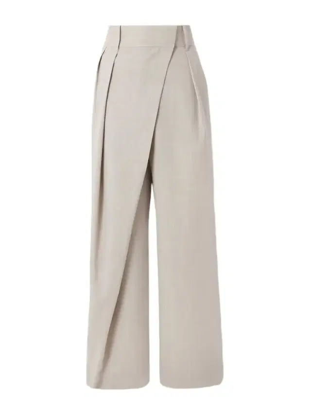 Asymmetric Pleated Wool Wide-leg Pants