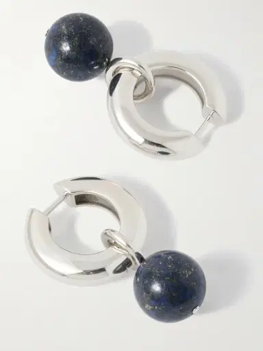 AGMES Sonia Recycled Sterling Silver Lapis Lazuli Hoop Earrings | Thumbnail 3 AGMES Sonia Recycled Sterling Silver Lapis Lazuli Hoop Earrings | Thumbnail 3
