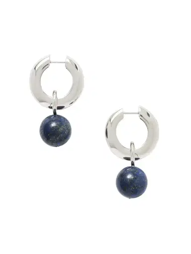 AGMES Sonia Recycled Sterling Silver Lapis Lazuli Hoop Earrings | Thumbnail 1 AGMES Sonia Recycled Sterling Silver Lapis Lazuli Hoop Earrings | Thumbnail 1