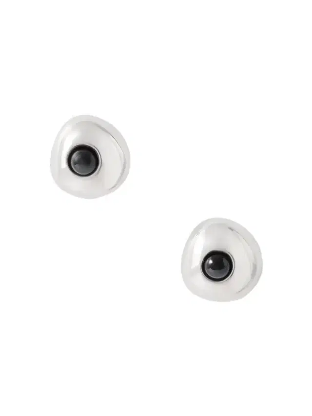 AGMES Large Doughnut Recycled Sterling Silver Onyx Earrings