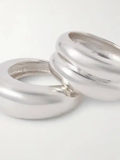 AGMES Set Of Two Recycled Sterling Silver Rings | Thumbnail 3 AGMES Set Of Two Recycled Sterling Silver Rings | Thumbnail 3