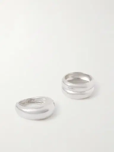 AGMES Set Of Two Recycled Sterling Silver Rings | Thumbnail 4 AGMES Set Of Two Recycled Sterling Silver Rings | Thumbnail 4