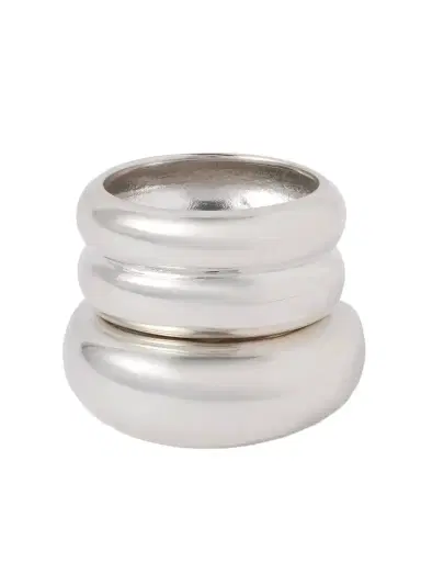AGMES Set Of Two Recycled Sterling Silver Rings | Thumbnail 1 AGMES Set Of Two Recycled Sterling Silver Rings | Thumbnail 1