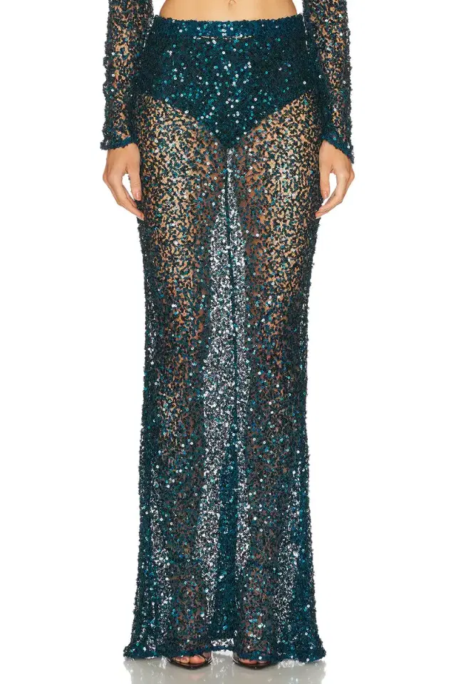LaPointe Net Paillette Maxi Skirt
