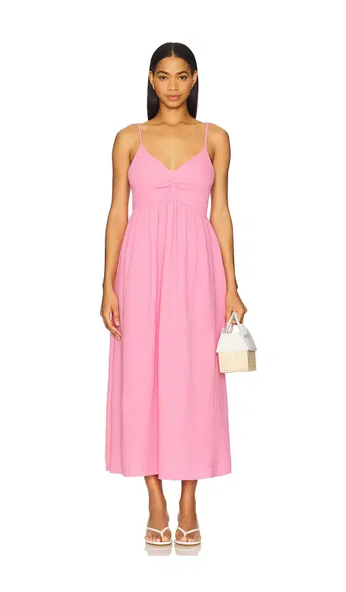 SUNDRY Gauze Tie Strap Dress