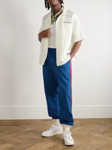 Visvim Bertone Tapered Grosgrain-Striped Cotton-Twill Trousers - Men | Thumbnail 2