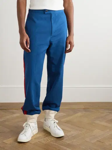 Visvim Bertone Tapered Grosgrain-Striped Cotton-Twill Trousers - Men | Thumbnail 3